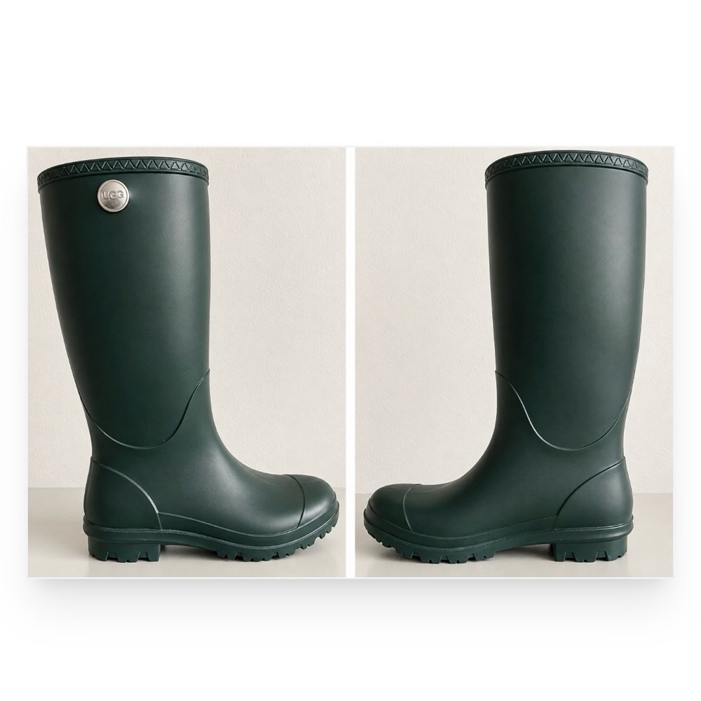 UGG Women Tall Waterproof Rain Boots in Forest Green